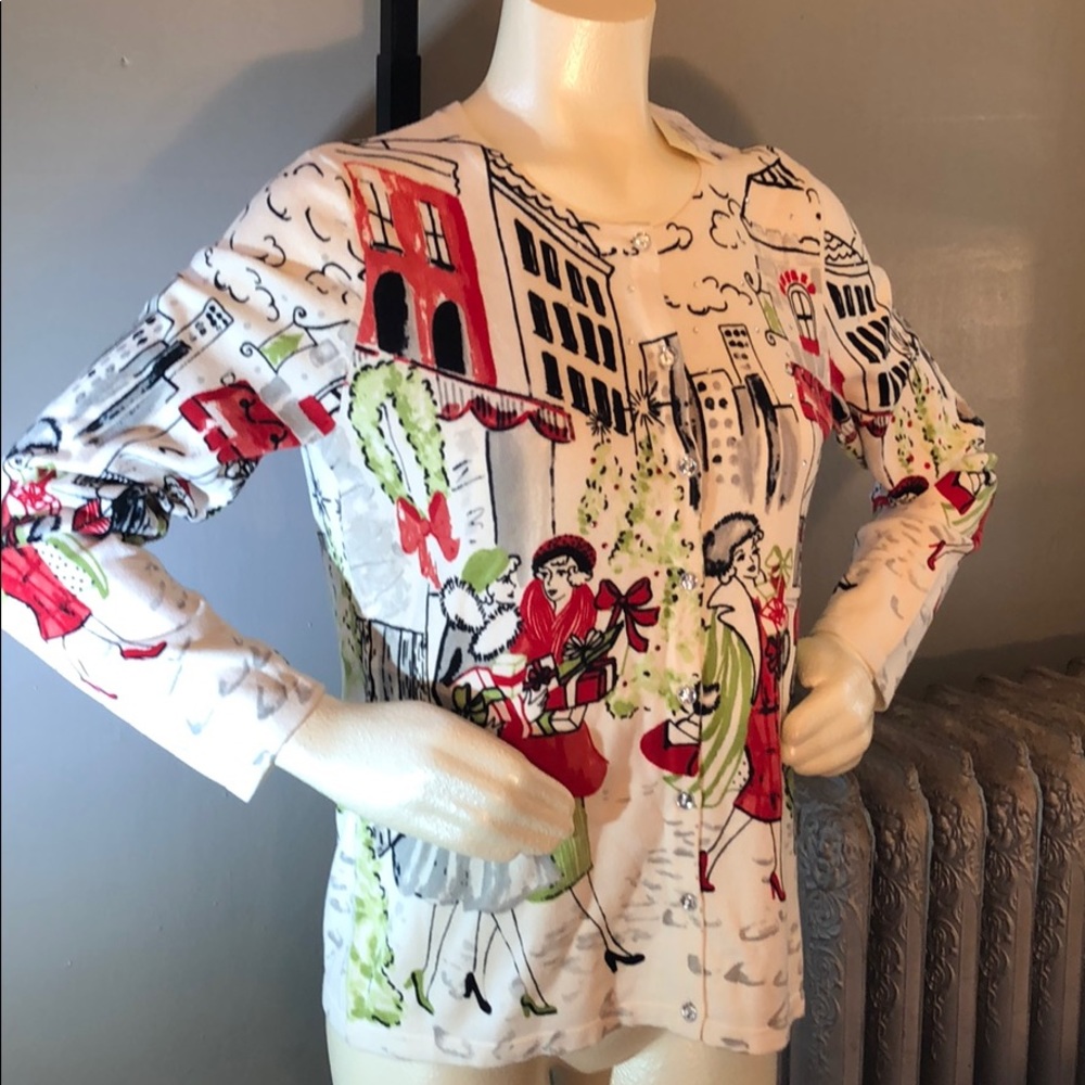 Christopher Banks Shopping Christmas Cardigan Med